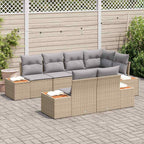 Gartensofa-set mit Kissen 7 pcs Beige und Hellgrau Polyrattan