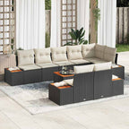 Gartensofa-set mit Kissen 8 pcs Schwarz und Creme Polyrattan