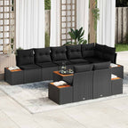 Gartensofa-set mit Kissen mit Speicher 8 pcs Schwarz Polyrattan