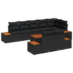 Gartensofa-set mit Kissen mit Speicher 8 pcs Schwarz Polyrattan