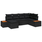 Gartensofa-set mit Kissen mit Speicher 7 pcs Schwarz Polyrattan