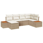 Gartensofa-set mit Kissen 7 pcs Beige und Creme Polyrattan