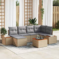 Gartensofa-set mit Kissen 7 pcs Beige und Hellgrau Polyrattan