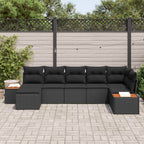 Gartensofa-set mit Kissen mit Speicher 8 pcs Schwarz Polyrattan
