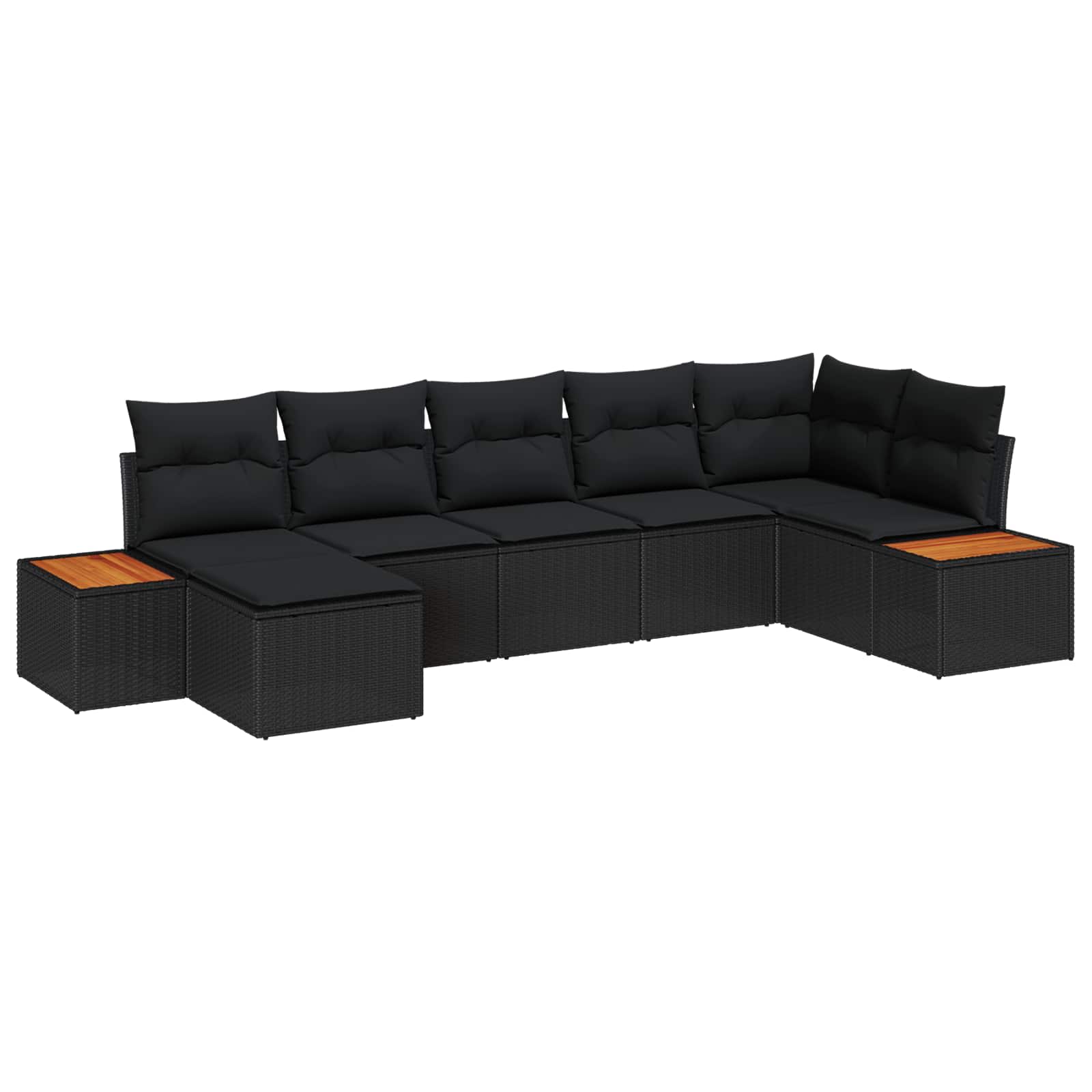 Gartensofa-set mit Kissen mit Speicher 8 pcs Schwarz Polyrattan