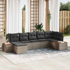Gartensofa-set mit Kissen mit Speicher 8 pcs Grau Polyrattan