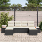 Gartensofa-set mit Kissen 6 pcs Schwarz und Creme Poly Rattan