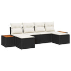 Gartensofa-set mit Kissen 6 pcs Schwarz und Creme Poly Rattan