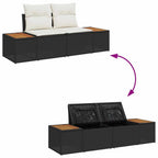 Gartensofa-set mit Kissen 6 pcs Schwarz und Creme Poly Rattan