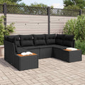 Gartensofa-set mit Kissen mit Speicher 6 pcs Schwarz Polyrattan