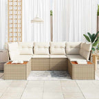Gartensofa-set mit Kissen 6 pcs Beige und Creme Polyrattan