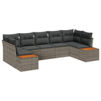 Gartensofa-set mit Kissen mit Speicher 7 pcs Grau Polyrattan