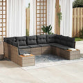 Gartensofa-set mit Kissen mit Speicher 5 pcs Grau Polyrattan