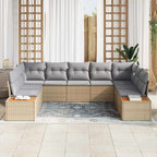 Gartensofa-set mit Kissen 5 pcs Beige und Hellgrau Polyrattan