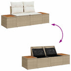 Gartensofa-set mit Kissen 5 pcs Beige und Creme Polyrattan