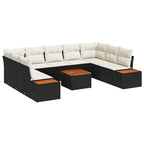 Gartensofa-set mit Kissen 5 pcs Schwarz und Creme Polyrattan