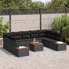 Gartensofa-set mit Kissen mit Speicher 5 pcs Schwarz Polyrattan