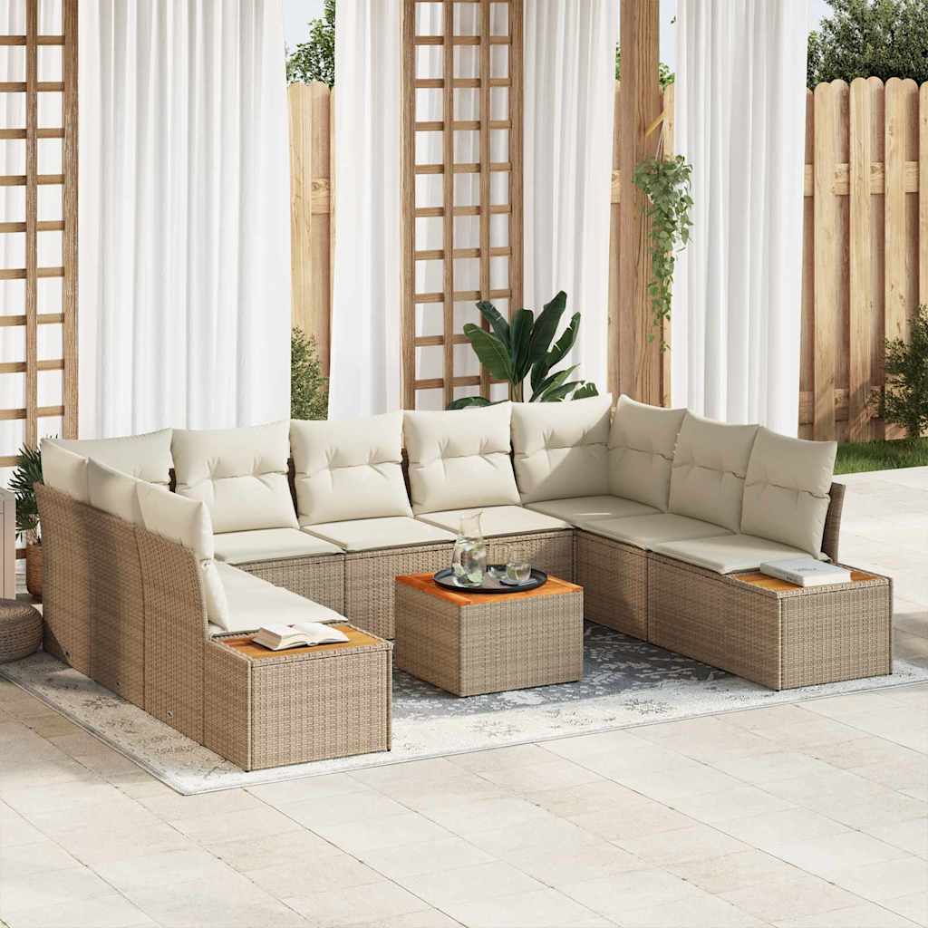 Gartensofa-set mit Kissen 5 pcs Beige und Creme Polyrattan