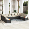 Gartensofa-set mit Kissen 10 pcs Schwarz und Creme Polyrattan