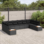 Gartensofa-set mit Kissen 10 pcs Schwarz Polyrattan