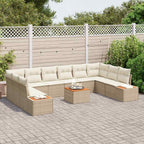 Gartensofa-set mit Kissen 10 pcs Beige und Creme Polyrattan