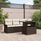 Gartensofa-set mit Kissen mit Speicher 5 pcs Braun Poly Rattan