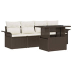 Gartensofa-set mit Kissen mit Speicher 5 pcs Braun Poly Rattan