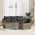 Gartensofa-set mit Kissen mit Speicher 5 pcs Grau Poly Rattan