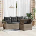 Gartensofa-set mit Kissen mit Speicher 5 pcs Grau Poly Rattan