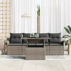 Gartensofa-set mit Kissen mit Speicher 5 pcs Grau Poly Rattan