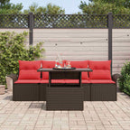 Garten-Sofa-Set mit Kissen mit Speicher 5 pcs Braun Poly Rattan
