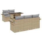 Gartensofa-set mit Kissen mit Speicher 6 pcs Beige Poly Rattan