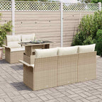 Gartensofa-set mit Kissen mit Speicher 6 pcs Beige Poly Rattan
