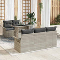Gartensofa-set mit Kissen 6 pcs Hellgrau Poly Rattan