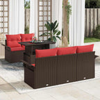 Gartensofa-set mit Kissen mit Speicher 6 pcs Braun Poly Rattan