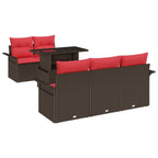 Gartensofa-set mit Kissen mit Speicher 6 pcs Braun Poly Rattan