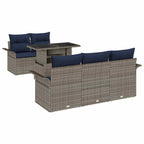 Gartensofa-set mit Kissen mit Speicher 6 pcs Grau Poly Rattan