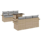 Gartensofa-set mit Kissen mit Speicher 7 pcs Beige Poly Rattan