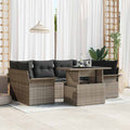 Gartensofa-set mit Kissen mit Speicher 7 pcs Grau Poly Rattan