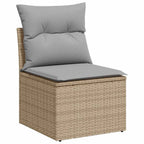 Garten-Sofa-Set mit Kissen mit Speicher 7 pcs Beige Poly Rattan