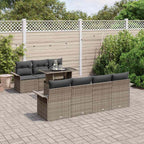 Gartensofa-set mit Kissen mit Speicher 8 pcs Grau Poly Rattan