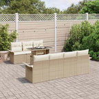 Gartensofa-set mit Kissen mit Speicher 8 pcs Beige Poly Rattan