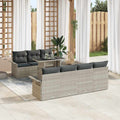 Gartensofa-set mit Kissen 8 pcs Hellgrau Poly Rattan
