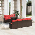 Gartensofa-set mit Kissen mit Speicher 8 pcs Braun Poly Rattan