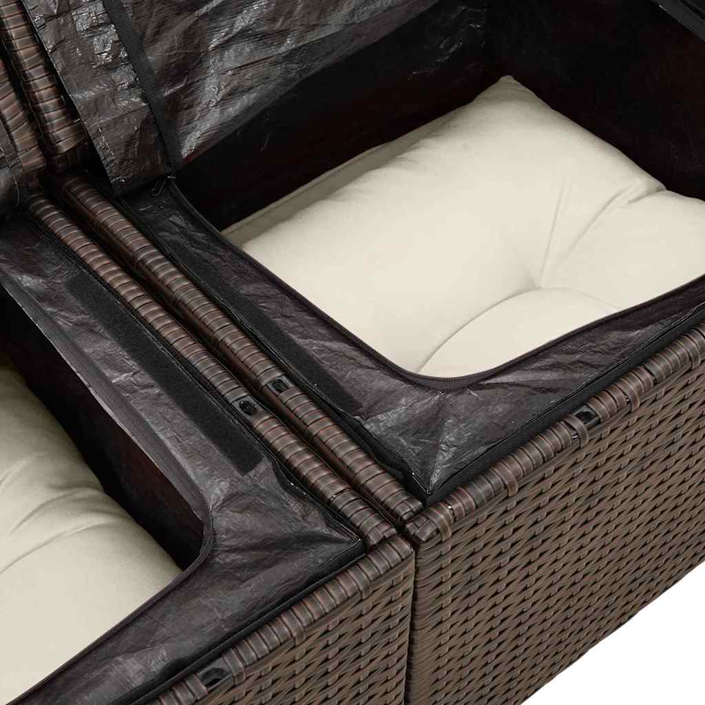 Garten-Sofa-Set mit Kissen mit Speicher 8 pcs Braun Poly Rattan
