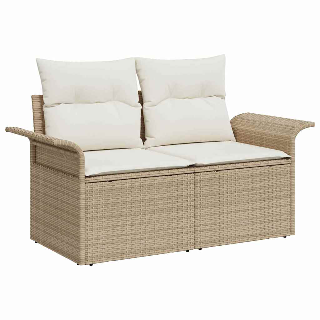 Gartensofa-set mit Kissen mit Speicher 8 pcs Beige Poly Rattan