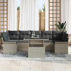 Garten-Sofa-Set mit Kissen 8 pcs Hellgrau Poly Rattan