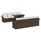 Garten-Sofa-Set mit Kissen mit Speicher 9 pcs Braun Poly Rattan