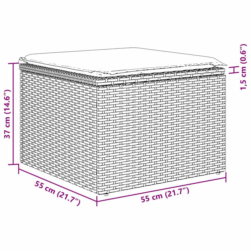 Garten-Sofa-Set mit Kissen mit Speicher 6 pcs Grau Poly Rattan