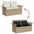 Garten-Sofa-Set mit Kissen mit Speicher 6 pcs Beige Poly Rattan